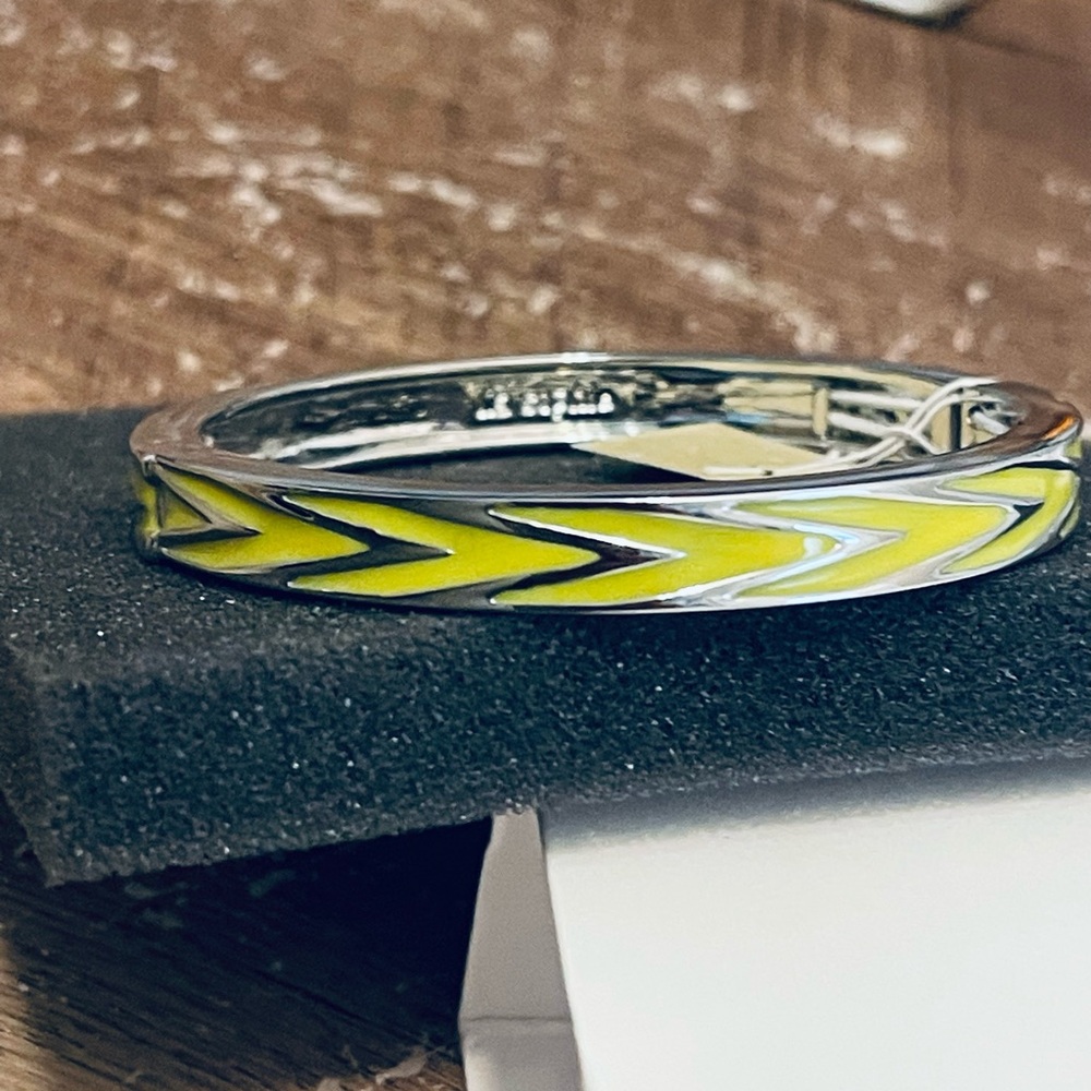 Liz Sophia Yellow and Silver Chevron Bangle Bracelet